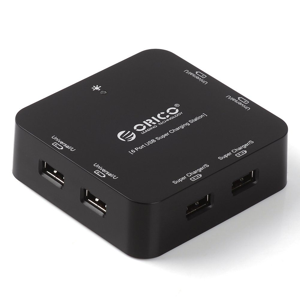ORICO DCP-6U USB 急速充電器 6ポート 大容量 コイル鳴きの心配がないアダプタ仕様
